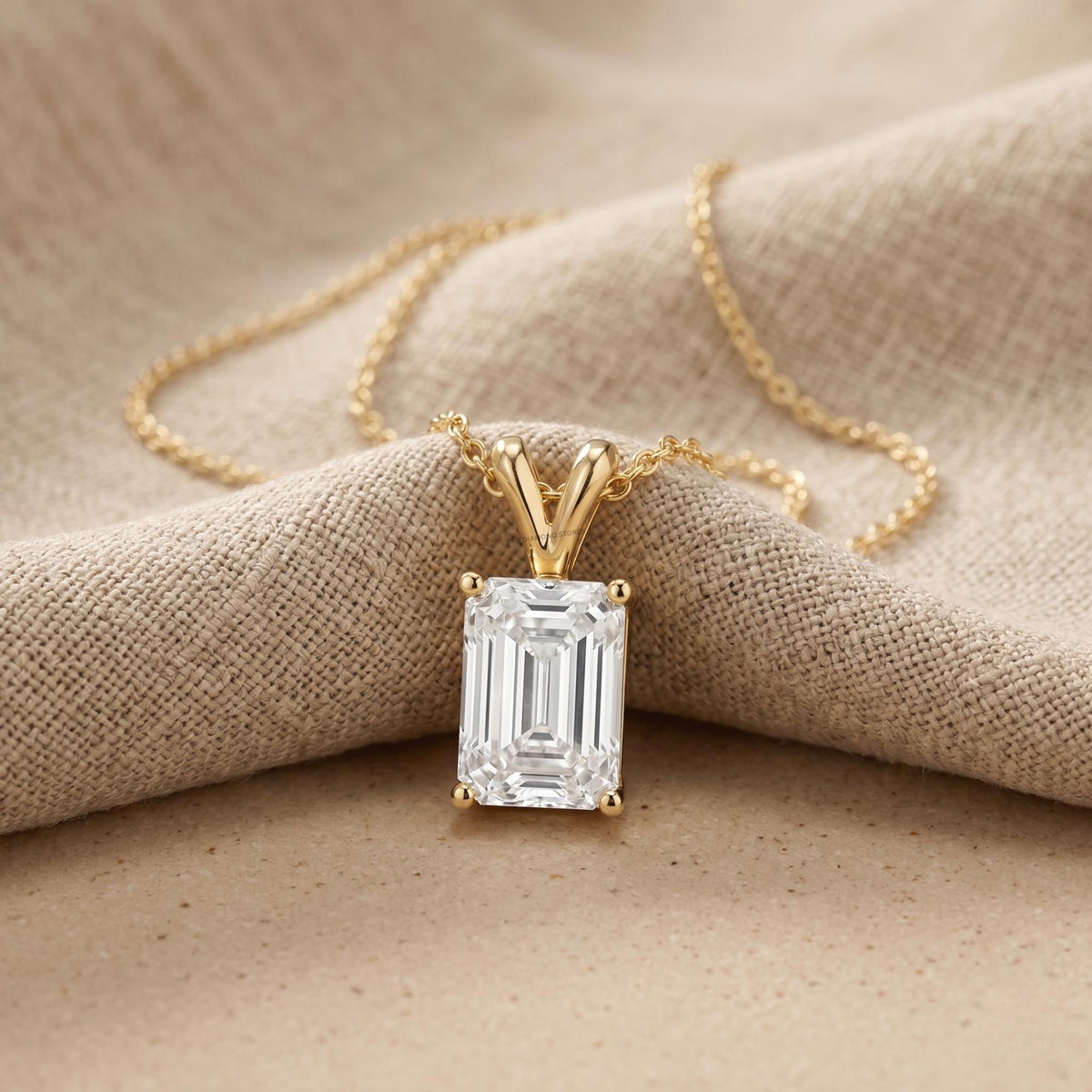 Emerald Lab Grown Diamond Solitaire Pendant, IGI Certified Lab Diamond - JBR Jeweler