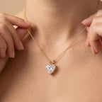 Heart Shaped Solitaire Pendant Necklace, Dainty Gold Necklace For Women, Lab - JBR Jeweler
