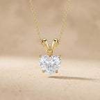 Heart Shaped Solitaire Pendant Necklace, Dainty Gold Necklace For Women, Lab - JBR Jeweler