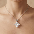 Lab Grown Princess Diamond Necklace, 14K White Gold Solitaire Pendant - JBR Jeweler