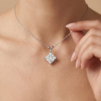 Lab Grown Princess Diamond Necklace, 14K White Gold Solitaire Pendant - JBR Jeweler