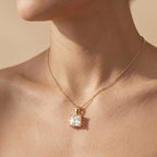 14K Gold Princess Cut Solitaire Pendant Necklace, Lab Grown Diamond Dainty - JBR Jeweler