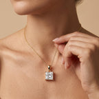 14K Gold Princess Cut Solitaire Pendant Necklace, Lab Grown Diamond Dainty - JBR Jeweler