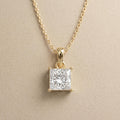 14K Gold Princess Cut Solitaire Pendant Necklace, Lab Grown Diamond Dainty - JBR Jeweler