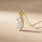 Marquise Diamond Solitaire Pendant Necklace, 18K Gold Bridal Necklace, Lab - JBR Jeweler