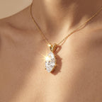 Marquise Diamond Solitaire Pendant Necklace, 18K Gold Bridal Necklace, Lab - JBR Jeweler