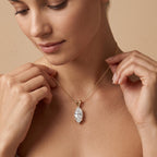 Marquise Diamond Solitaire Pendant Necklace, 18K Gold Bridal Necklace, Lab - JBR Jeweler