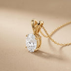 1 Ct Lab Grown Oval Diamond Solitaire Necklace, Minimalist Diamond Necklace in - JBR Jeweler