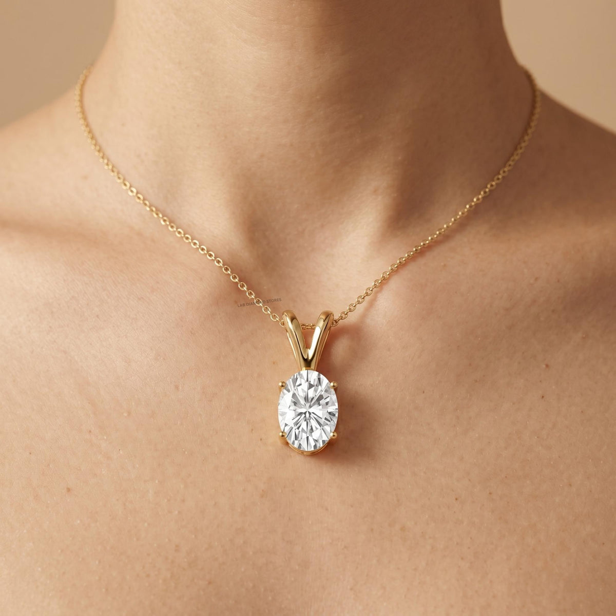 1 Ct Lab Grown Oval Diamond Solitaire Necklace, Minimalist Diamond Necklace in - JBR Jeweler