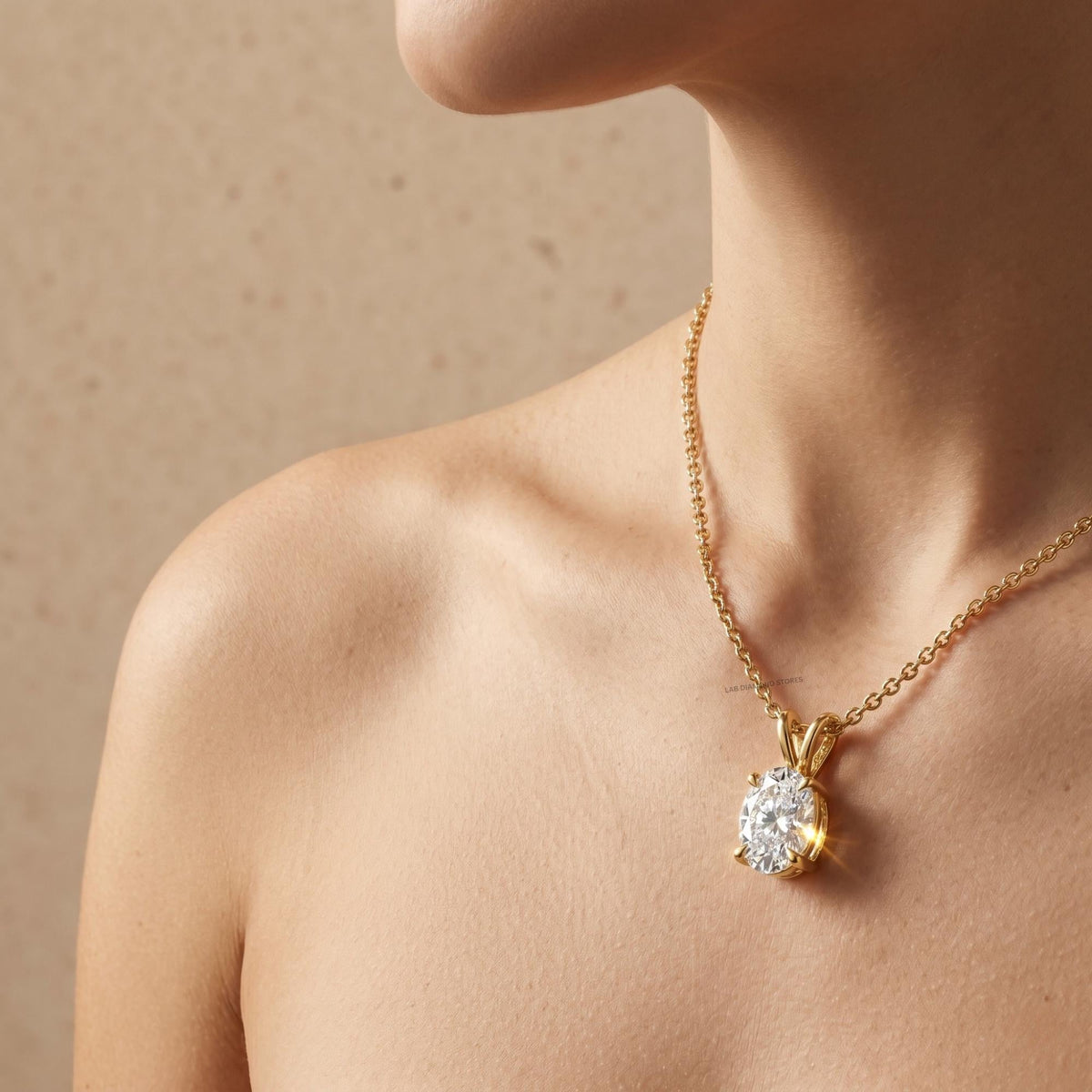 1 Ct Lab Grown Oval Diamond Solitaire Necklace, Minimalist Diamond Necklace in - JBR Jeweler