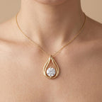 Round Lab Grown Diamond Teardrop Pendant Necklace, Dainty Solitaire Necklace - JBR Jeweler