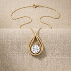 Round Lab Grown Diamond Teardrop Pendant Necklace, Dainty Solitaire Necklace - JBR Jeweler