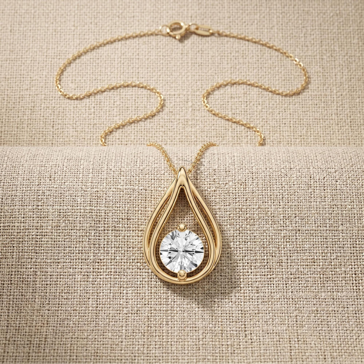 Round Lab Grown Diamond Teardrop Pendant Necklace, Dainty Solitaire Necklace - JBR Jeweler
