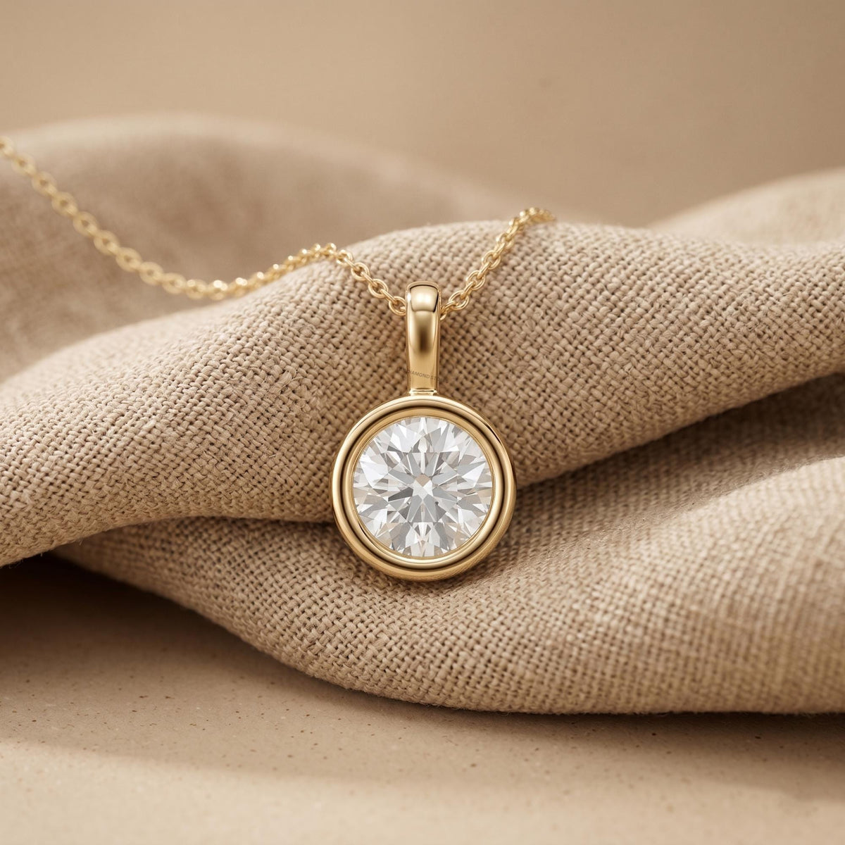 Round Cut Lab Grown Diamond Bezel Set Pendant, Minimalist Solitaire Pendant - JBR Jeweler