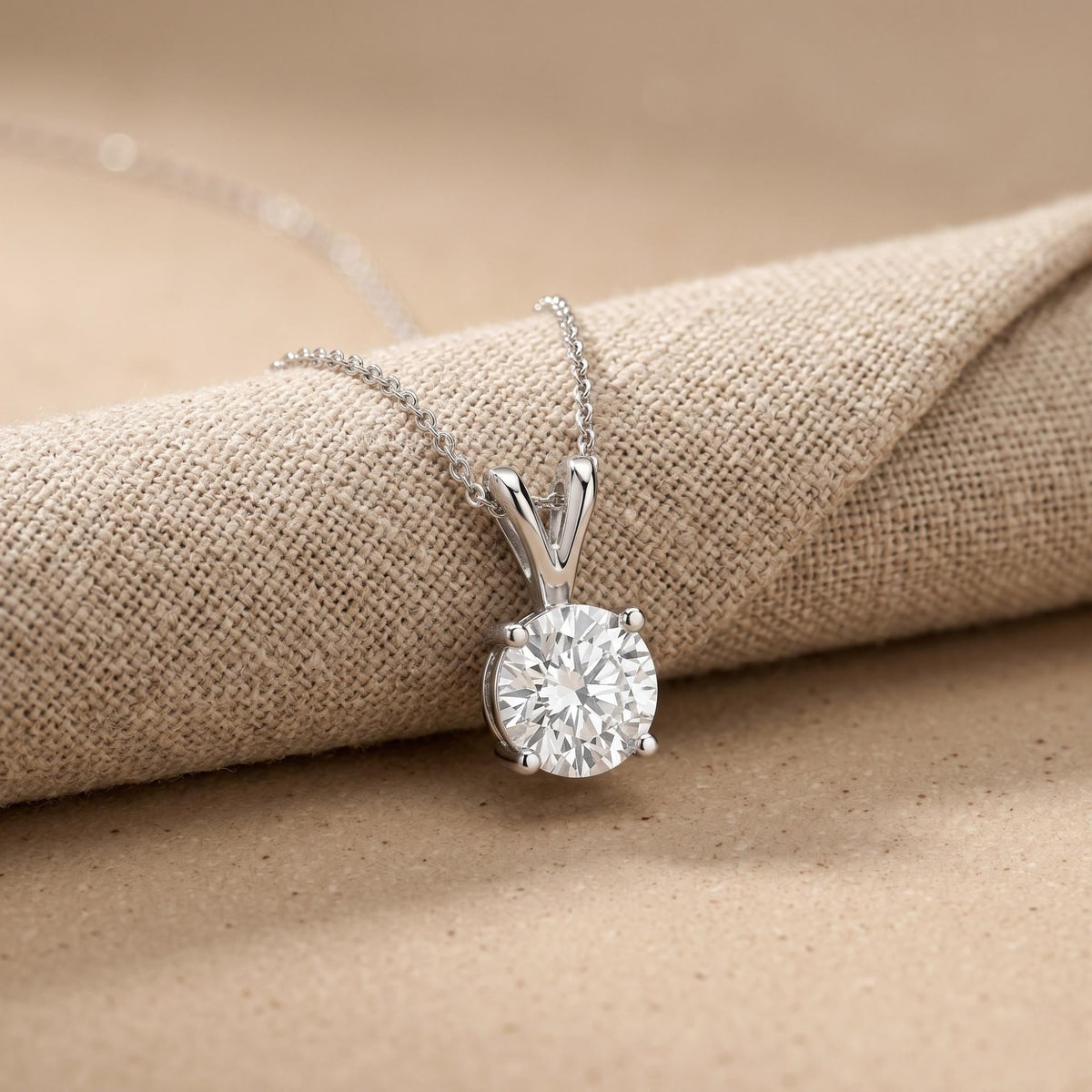 Round Cut Lab Grown Diamond Solitaire Pendant Necklace, Minimalist Diamond - JBR Jeweler