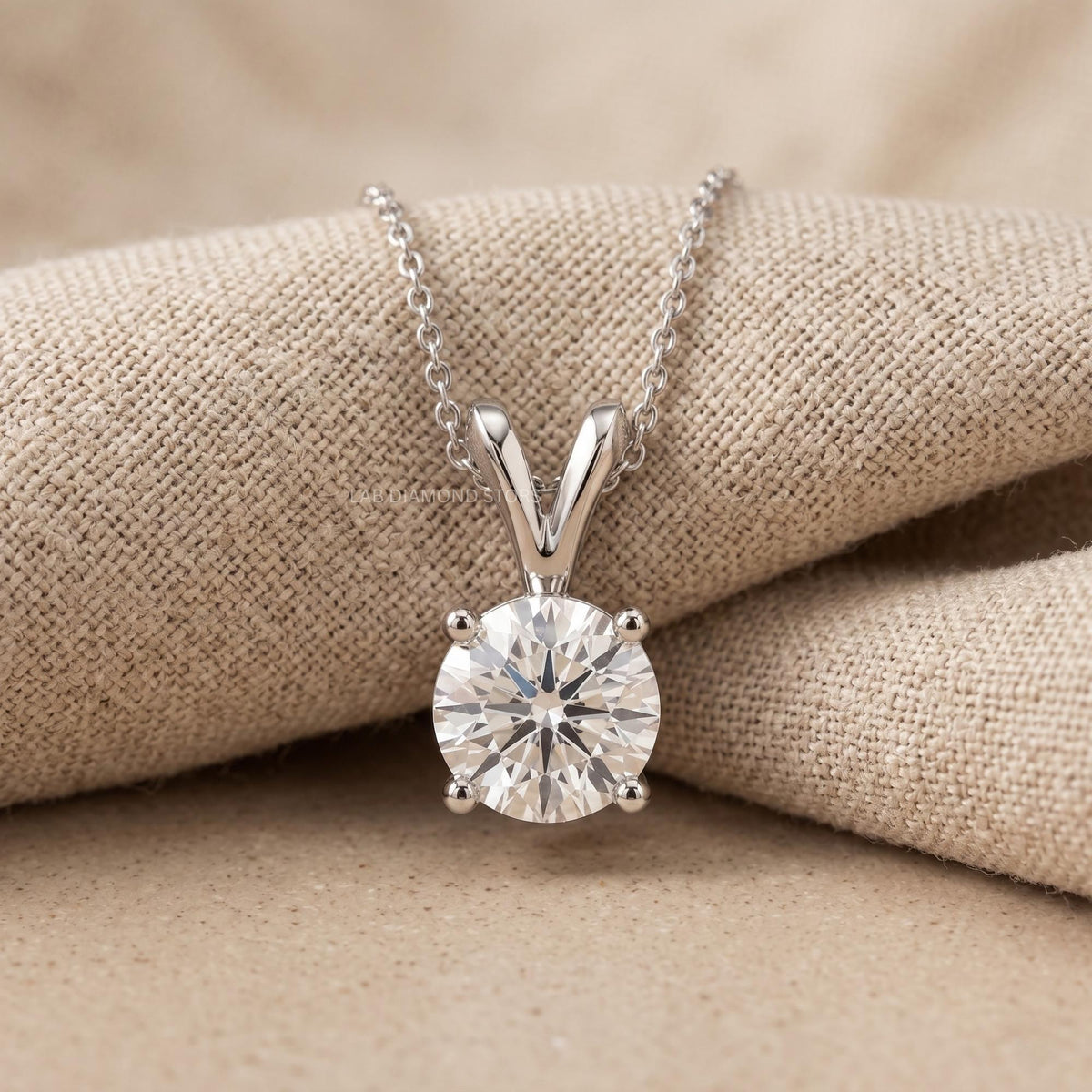 Round Cut Lab Grown Diamond Solitaire Pendant Necklace, Minimalist Diamond - JBR Jeweler