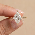 Lab grown diamond lozenge cut gold ring