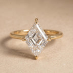 Lozenge cut lab diamond solitaire engagement ring