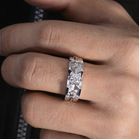 Impressive 0.5ct Moissanite Diamond with Crosses Stylish Men's White Gold Ring - JBR Jeweler