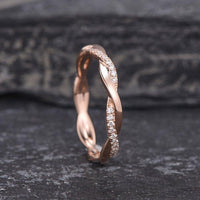 Infinity Twist Rose Gold Matching Delicate Dainty Moissanite Wedding Band For Women - JBR Jeweler