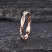 Infinity Twist Rose Gold Matching Delicate Dainty Moissanite Wedding Band For Women - JBR Jeweler