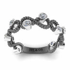 Intertwined Milgrain Two Tone Bezel Set Sterling Silver Ring - JBR Jeweler