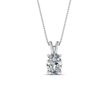 JBR 1Ct Oval Single Diamond Sterling Silver Pendant - JBR Jeweler