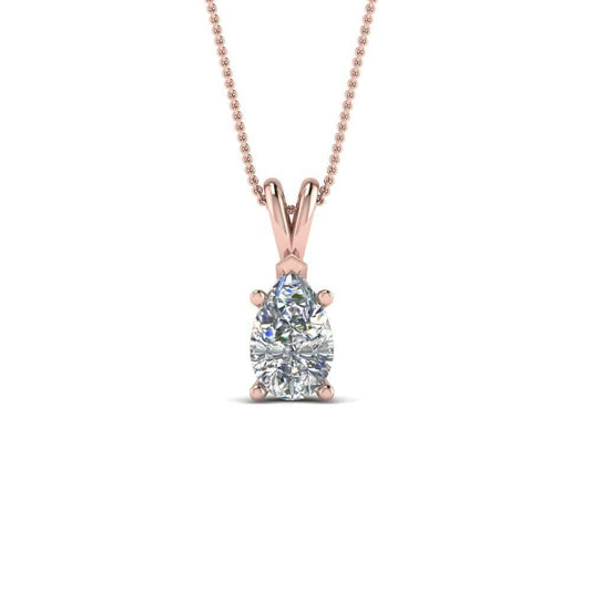 JBR 1Ct Pear Solitaire Diamond Sterling Silver Pendant - JBR Jeweler