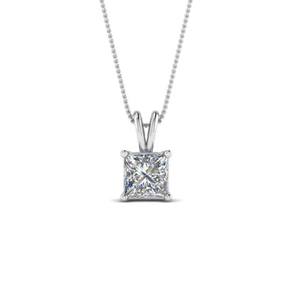 JBR 1Ct Princess Cut Solitaire Diamond Sterling Silver Pendant - JBR Jeweler