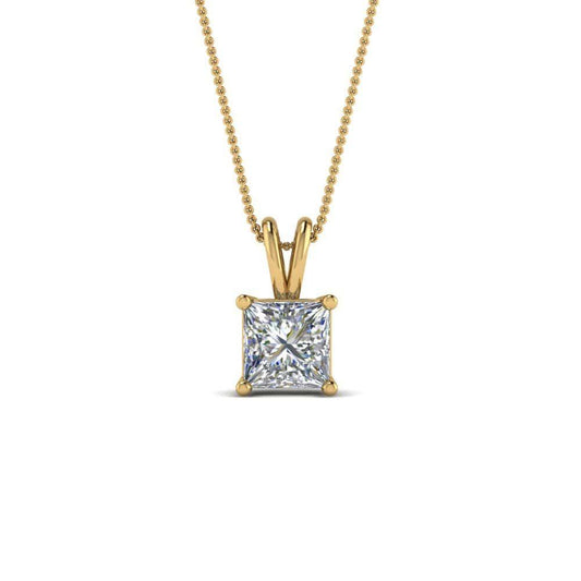 JBR 1Ct Princess Cut Solitaire Diamond Sterling Silver Pendant - JBR Jeweler