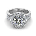 JBR 3 Piece Halo Round 1.75CT Cut Sterling Silver Wedding Set - JBR Jeweler