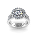 JBR 3 Piece Halo Round 1.75CT Cut Sterling Silver Wedding Set - JBR Jeweler