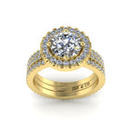 JBR 3 Piece Halo Round 1.75CT Cut Sterling Silver Wedding Set - JBR Jeweler