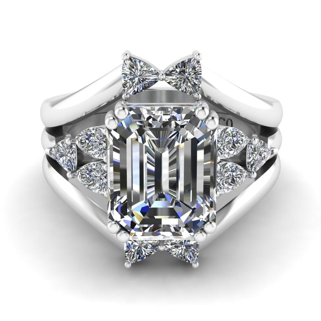 JBR 3PC Emerald Cut Sterling Silver Ring Set - JBR Jeweler