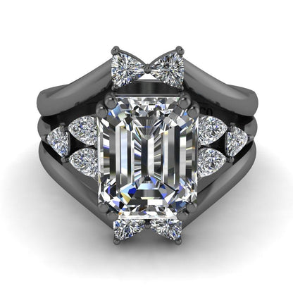 JBR 3PC Emerald Cut Sterling Silver Ring Set - JBR Jeweler