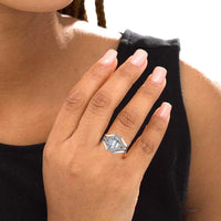 JBR 3PC Emerald Cut Sterling Silver Ring Set - JBR Jeweler