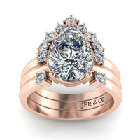 JBR 3PC Pear Cut Sterling Silver Wedding Ring Set - JBR Jeweler