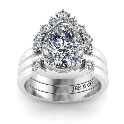 JBR 3PC Pear Cut Sterling Silver Wedding Ring Set - JBR Jeweler