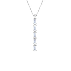 JBR 5 Stone Baguette Drop Sterling Silver Pendant - JBR Jeweler