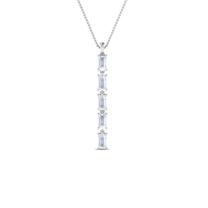 JBR 5 Stone Baguette Drop Sterling Silver Pendant - JBR Jeweler