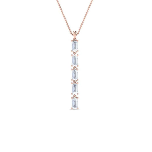 JBR 5 Stone Baguette Drop Sterling Silver Pendant - JBR Jeweler