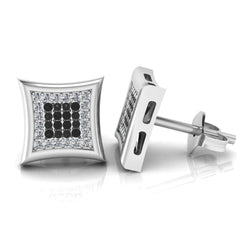 JBR 925 Sterling Silver Iced out Men and Women Square Kite Screw Back Stud Earrings - JBR Jeweler