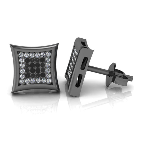 JBR 925 Sterling Silver Iced out Men and Women Square Kite Screw Back Stud Earrings - JBR Jeweler