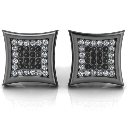 JBR 925 Sterling Silver Iced out Men and Women Square Kite Screw Back Stud Earrings - JBR Jeweler