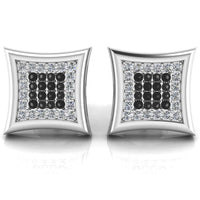 JBR 925 Sterling Silver Iced out Men and Women Square Kite Screw Back Stud Earrings - JBR Jeweler