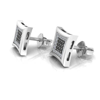 JBR 925 Sterling Silver Iced out Men and Women Square Kite Screw Back Stud Earrings - JBR Jeweler