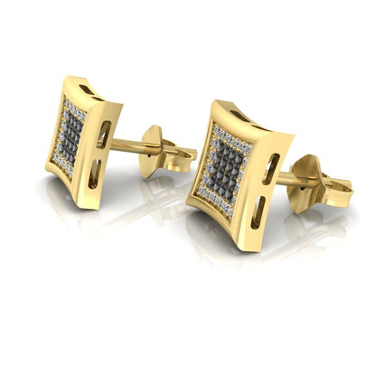 JBR 925 Sterling Silver Iced out Men and Women Square Kite Screw Back Stud Earrings - JBR Jeweler