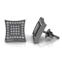 JBR 925 Sterling Silver Iced out Men Square Kite Screw Back Stud Earrings - JBR Jeweler