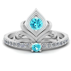 JBR Aladdin Flower Design Round Cut Cocktail Sterling Silver Ring - JBR Jeweler