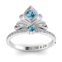 JBR Aladdin Flower Design Round Cut Cocktail Sterling Silver Ring - JBR Jeweler